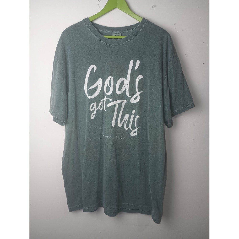 Comfort Colors Gods Got This Graphic T-Shirt XL Blue Green Joy & Country Cotton